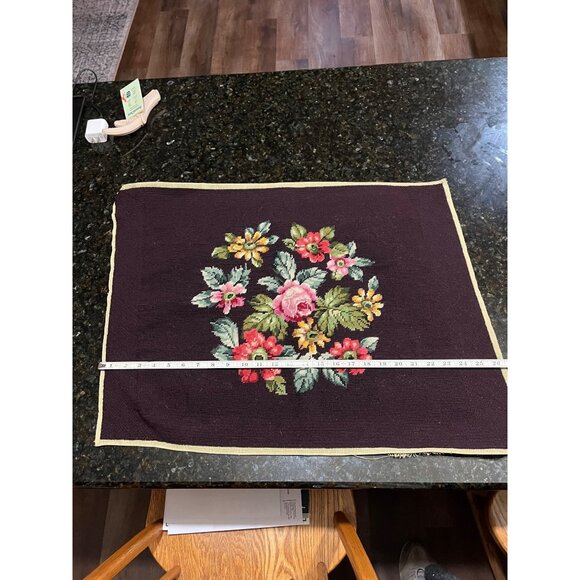 Floral Needlepoint Piece for Framing, Chair Stool Cover, Pillow - Picture 3 of 6